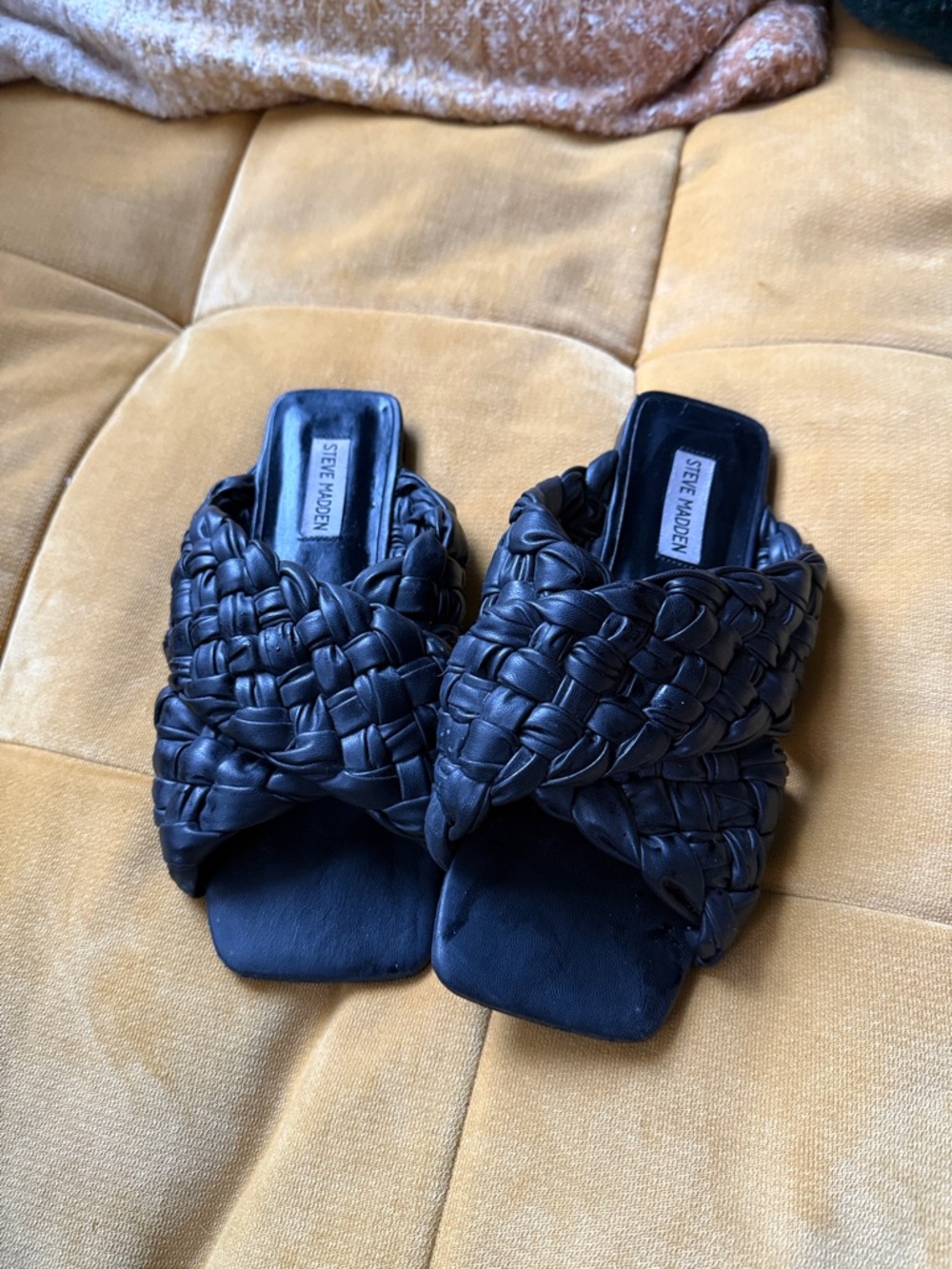 Steve Madden Black Braided Slide Mules